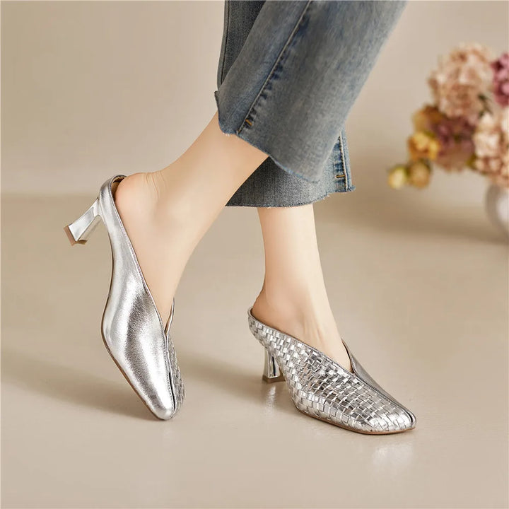 Lucia Woven Leather Heels