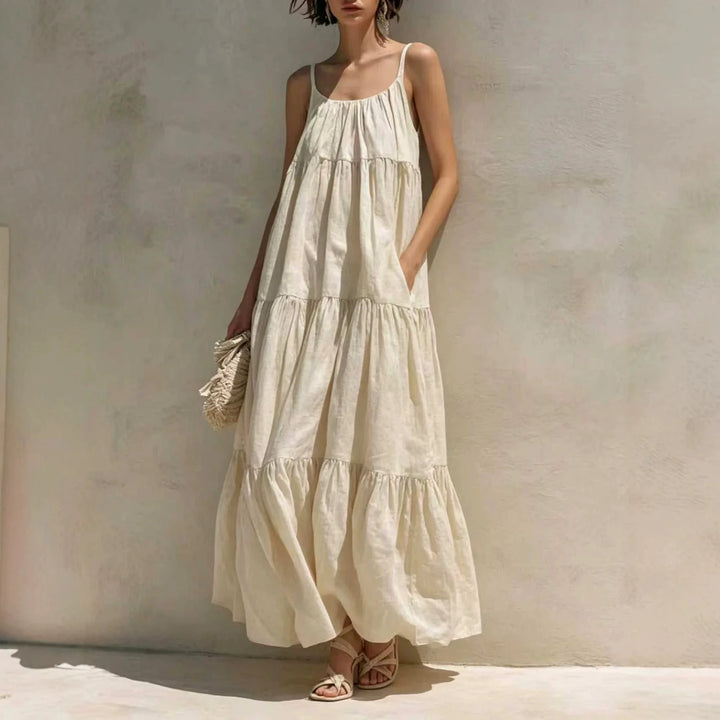 Cassia Tiered Linen Maxi Dress