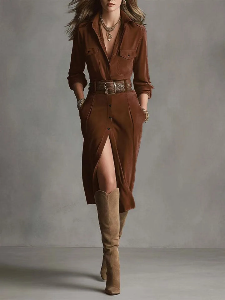 Delphine French Suede Midi Dress