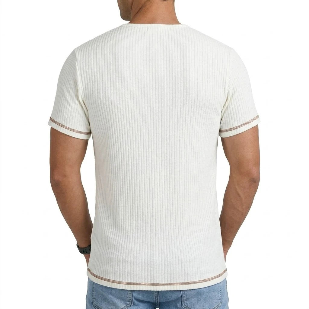 Asher Ribbed Henley T Shirt