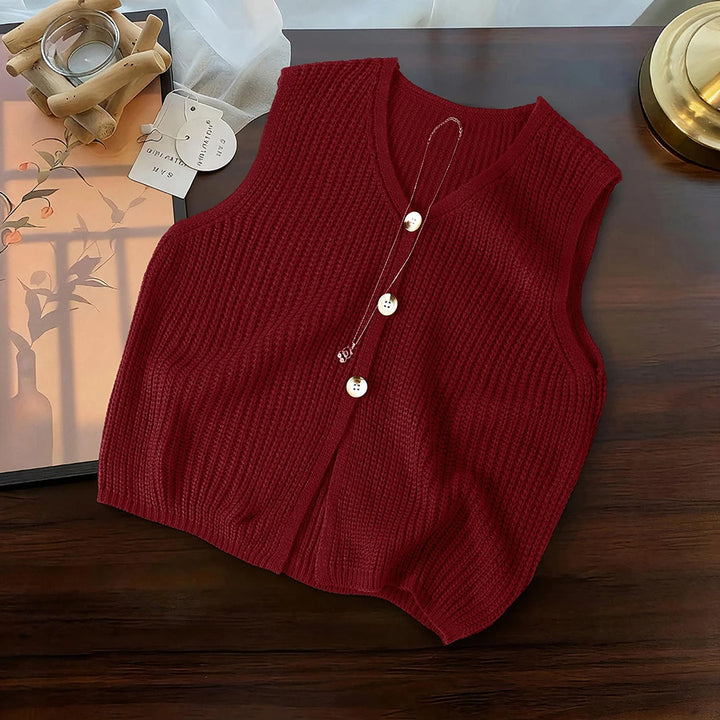 Elma Sleeveless V Neck Cardigan