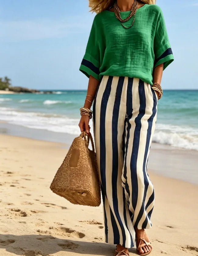 Leona Striped Wide Leg Lounge Set