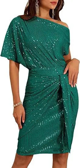 Jade Elegant Sequined Ruched Party Midi Dress