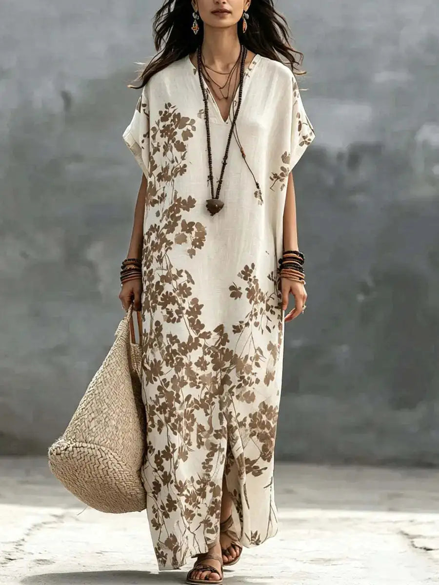 Liora Bohemian V Neck Maxi Dress