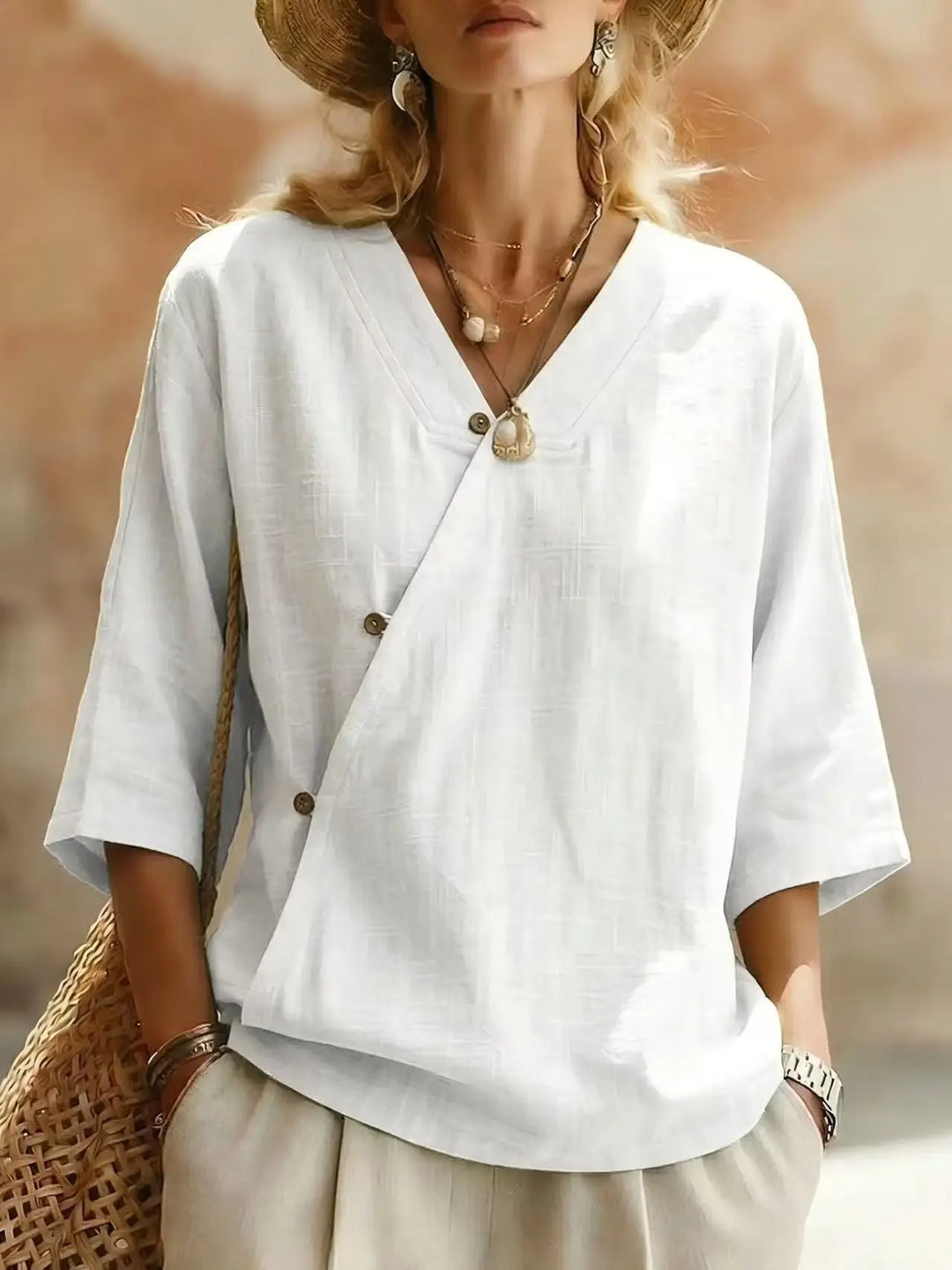 Carla Oversized V Neck Blouse