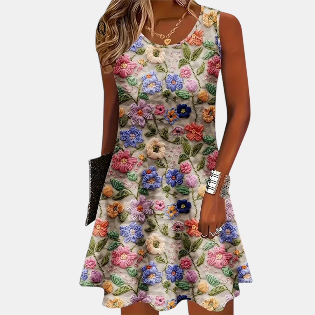 Maren Floral Print A-Line Mini Dress