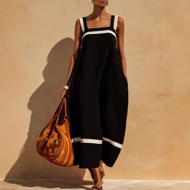 Cherry Color Block Maxi Dress