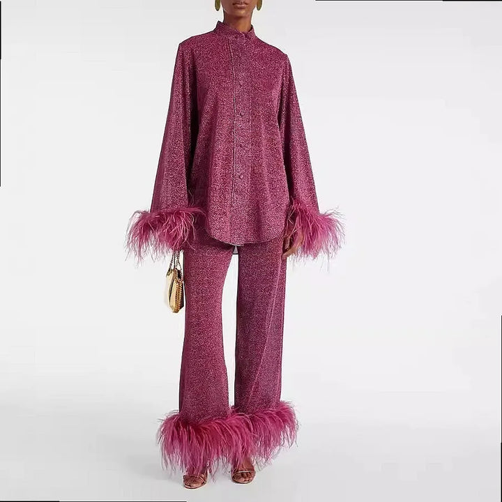Sorena Feather Trim Matching Set