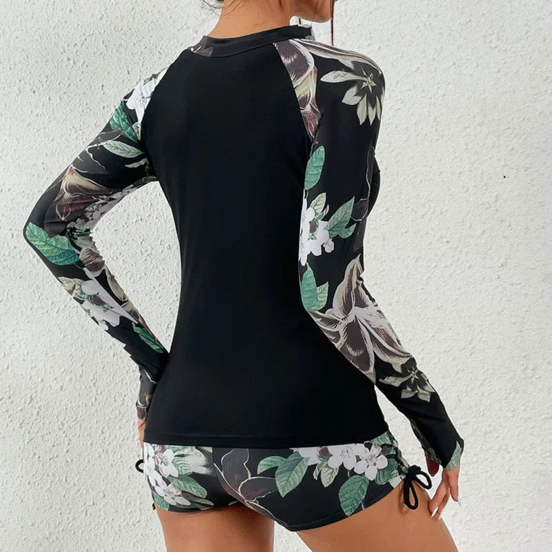Tropical Zip Rash Guard Set