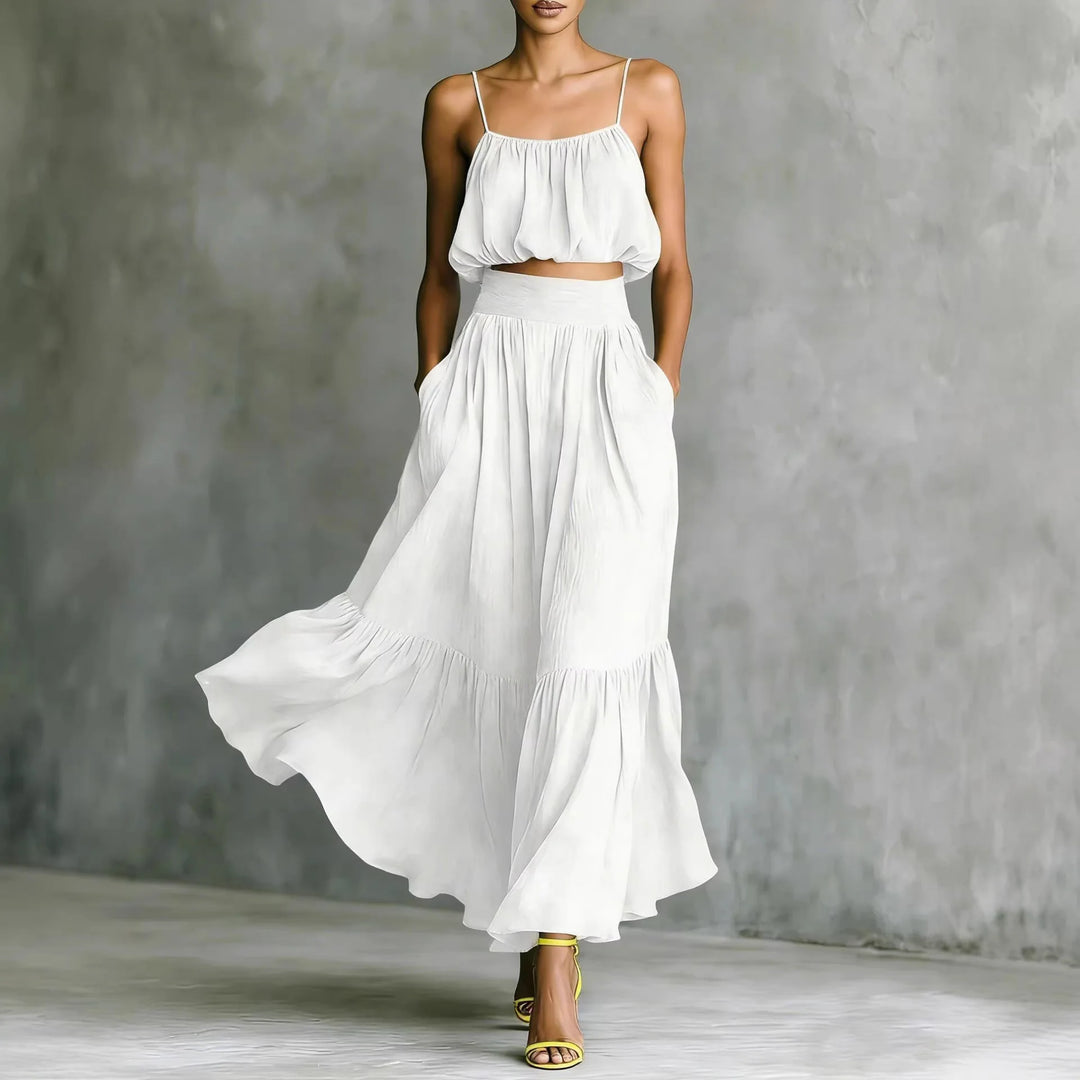 Harper Flowy Crop Top Skirt Set