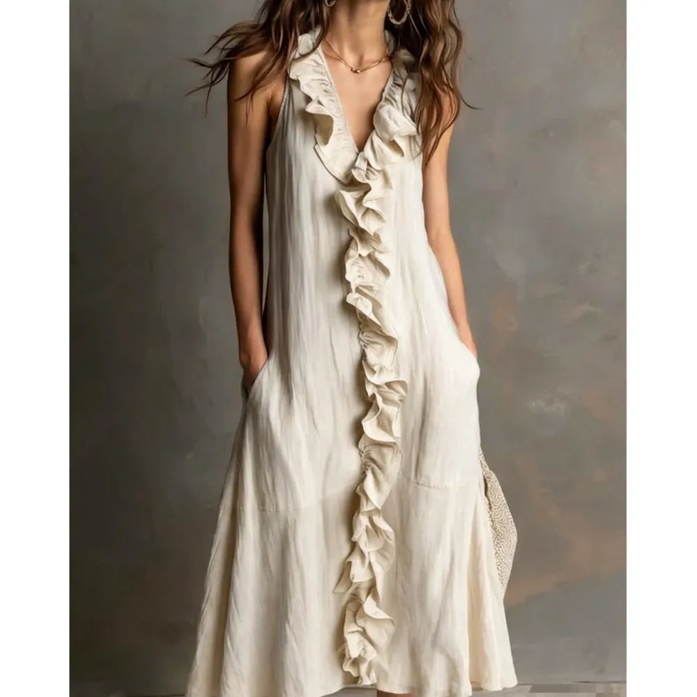 Elodie Ruffle Hem Midi Dress
