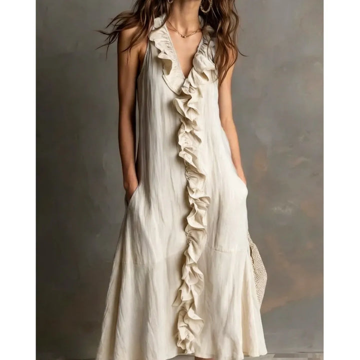 Elodie Ruffle Hem Midi Dress