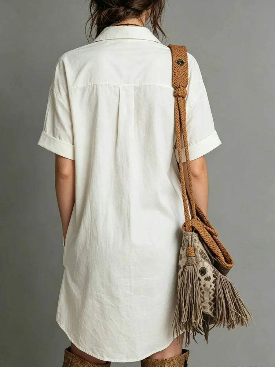 Alisha Button Mini Shirt Dress