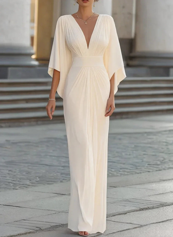 Elara Ruffle V Neck Dress