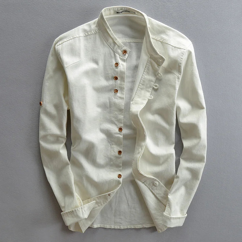 Trenton Slim Fit Linen Henley Shirt