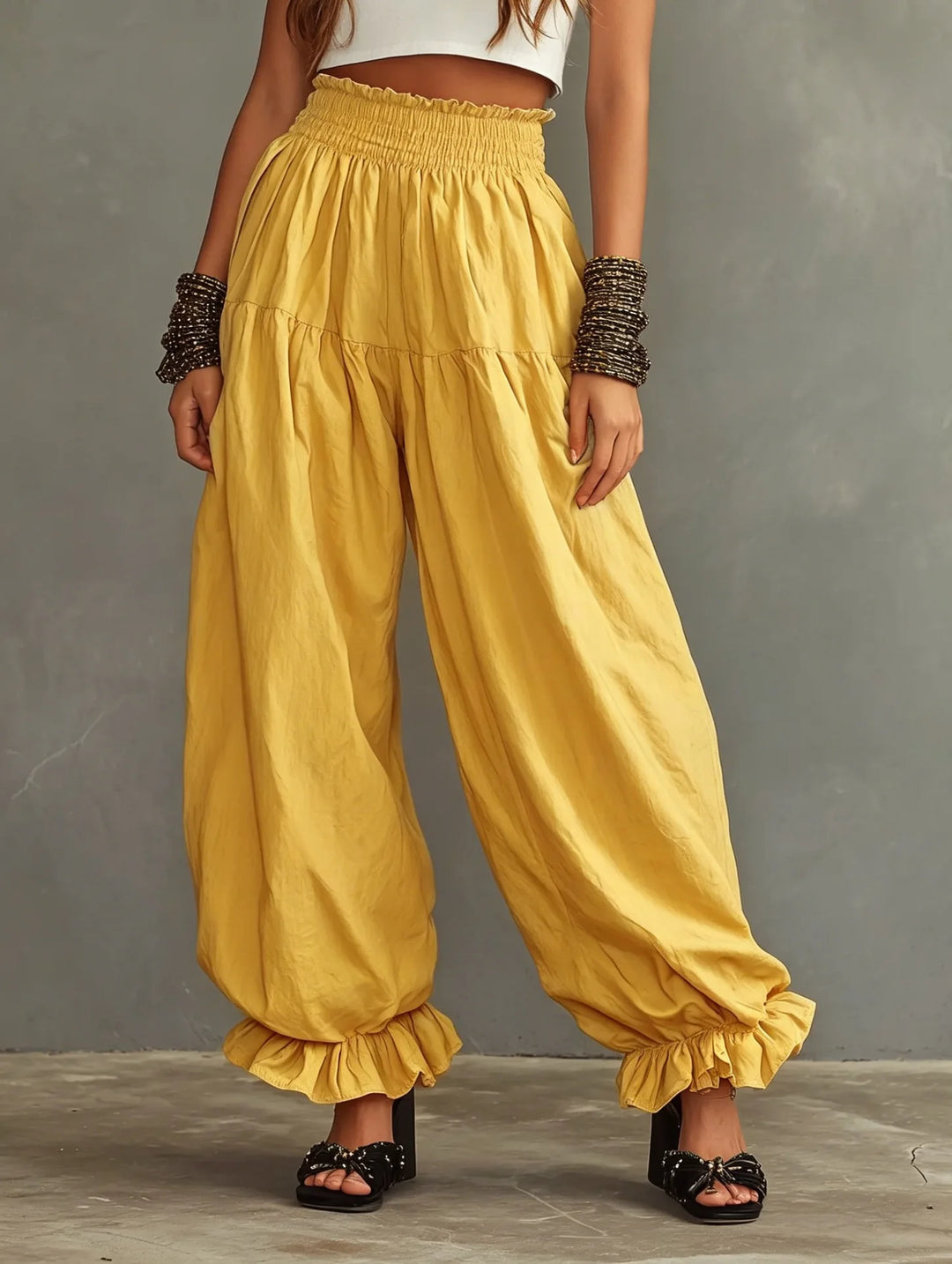 Vienna Elastic Waist Wide Leg Trousers