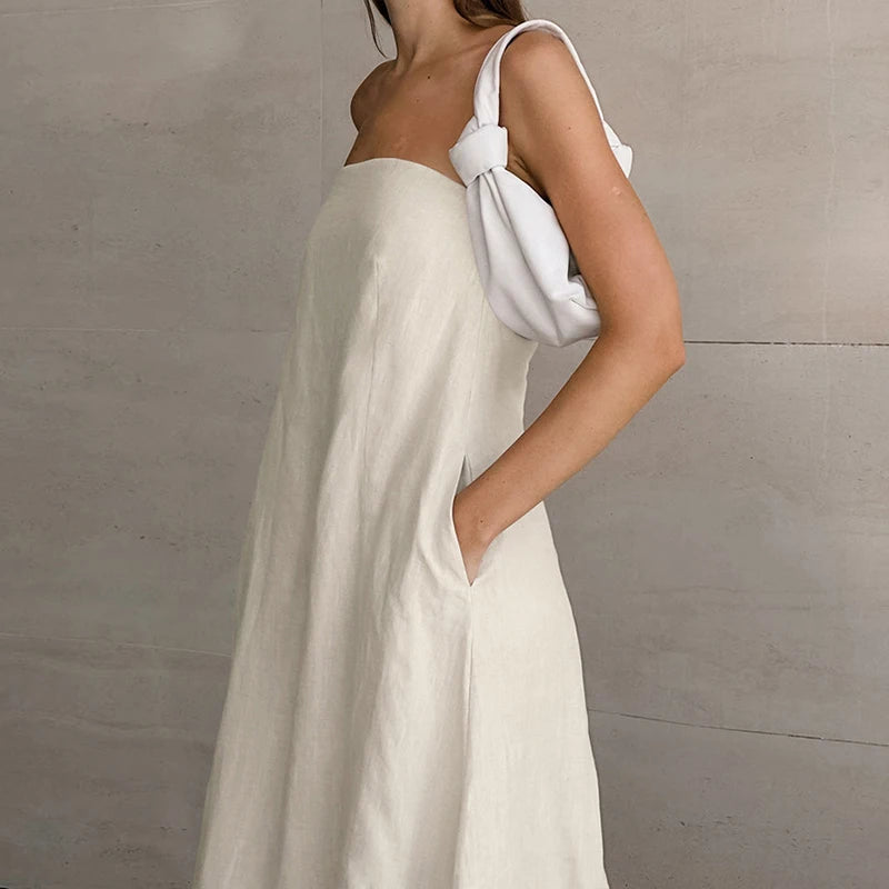 Maren Off Shoulder Linen Maxi Dress