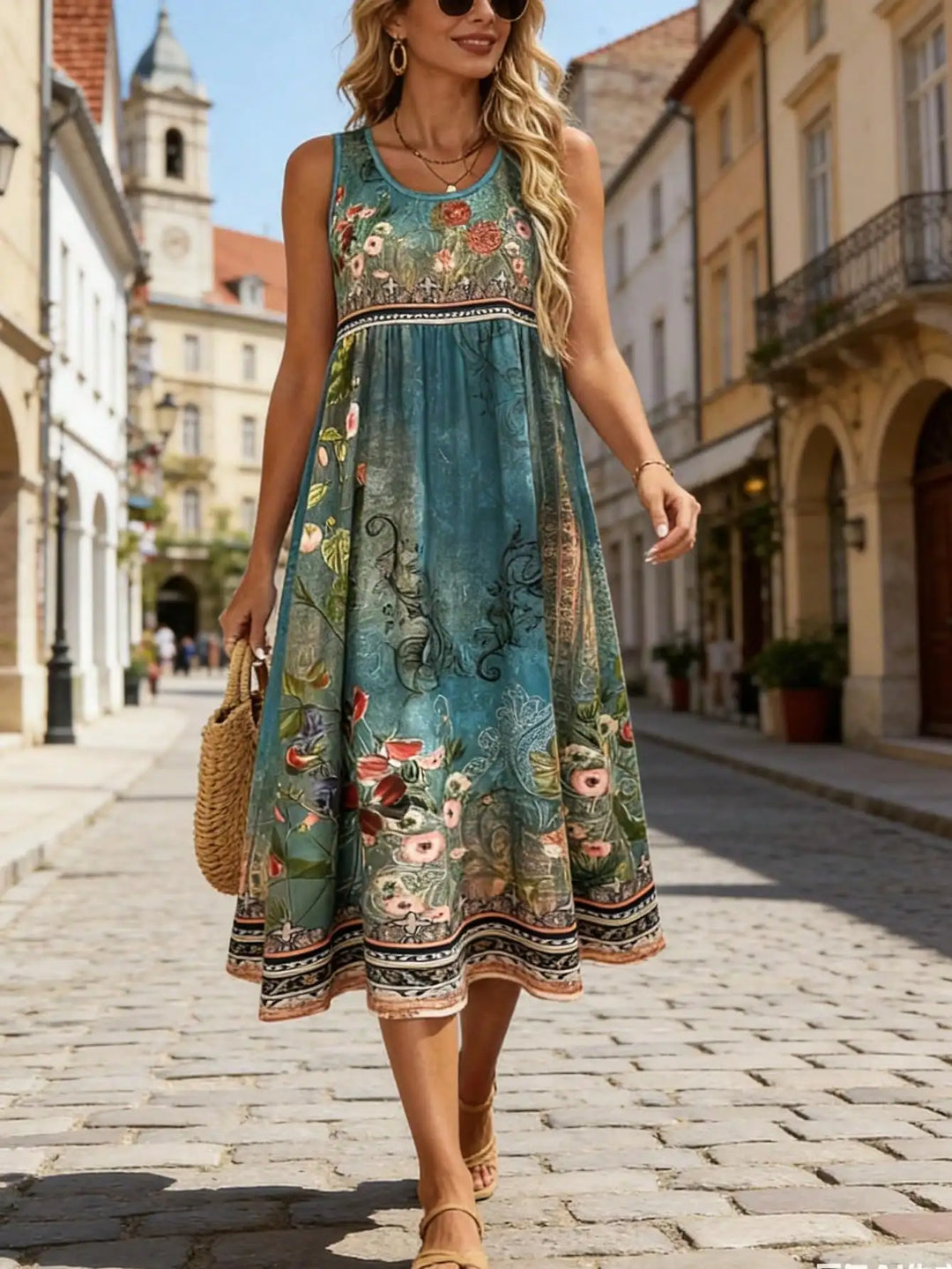 Penelope Boho Floral Midi Dress