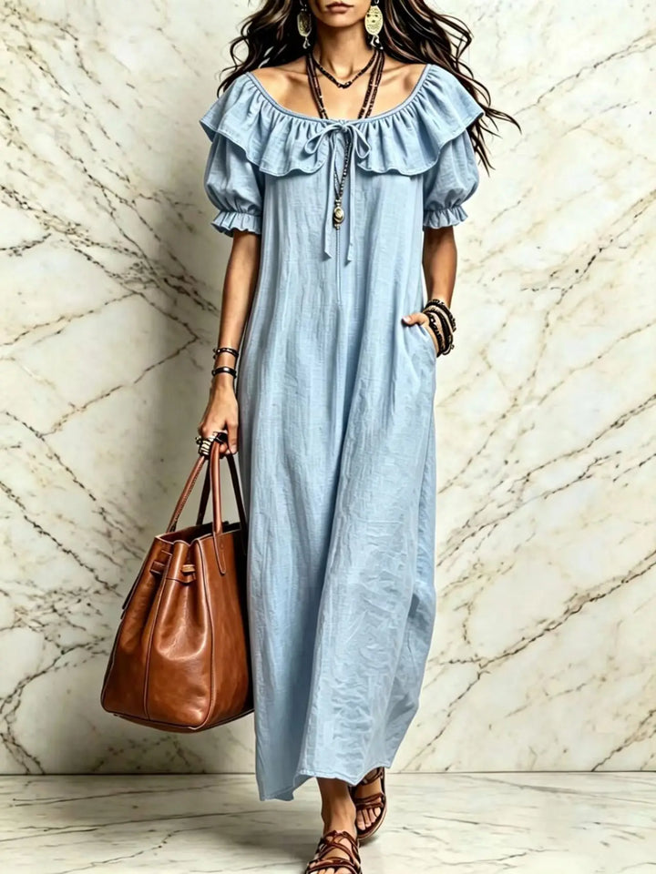 Evangeline Off Shoulder Boho Maxi Dress