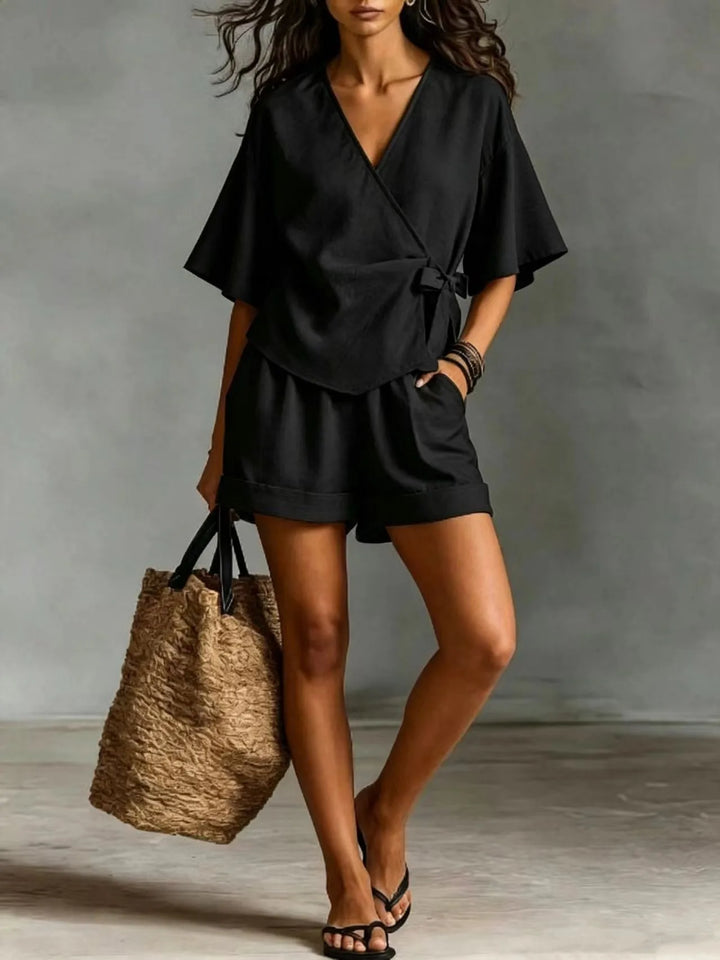 Amelie Casual V Neck Shorts Set