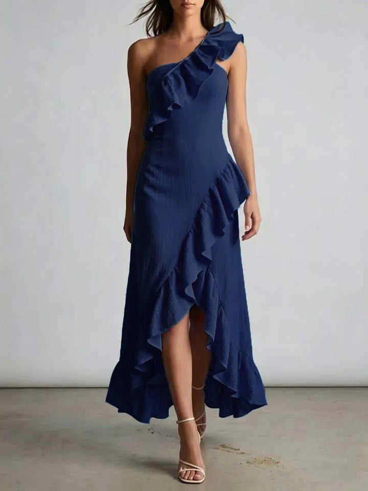 Orvessa One Shoulder Flowy Midi Dress