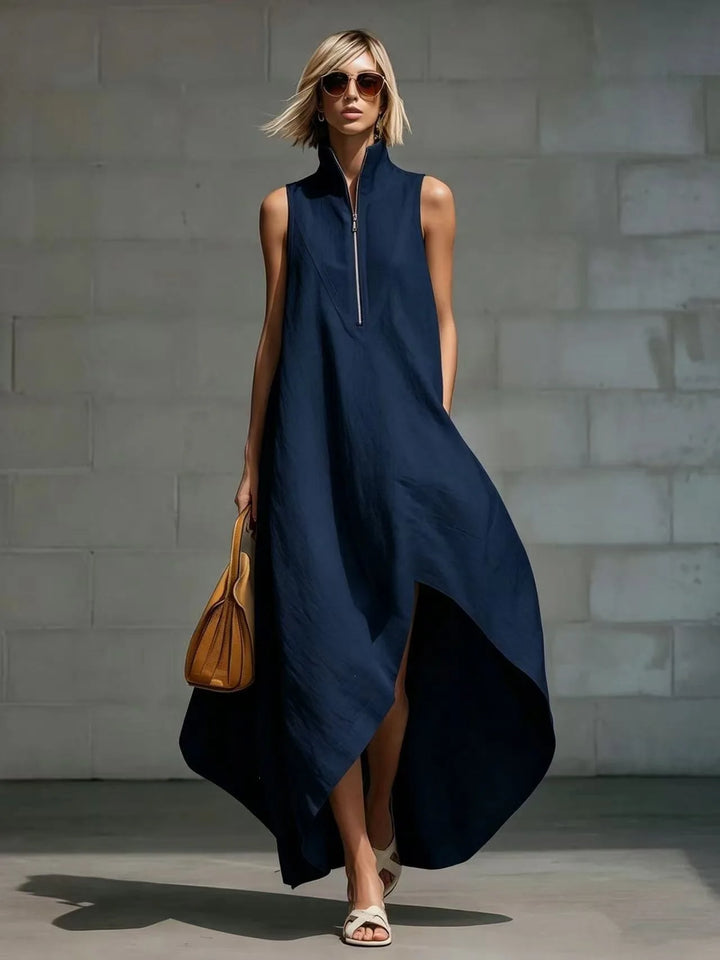 Rosalyn Sleeveless Half Zip Long Dress