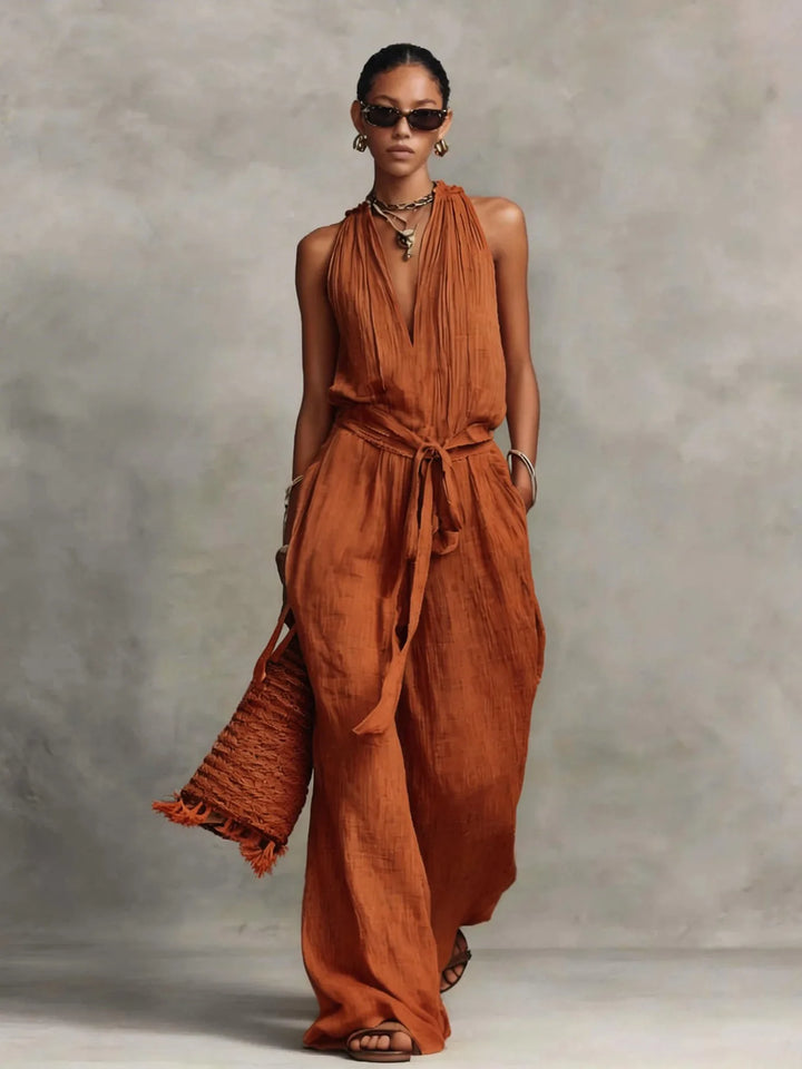Lillian Front Tie Wide Leg Jumpsuit