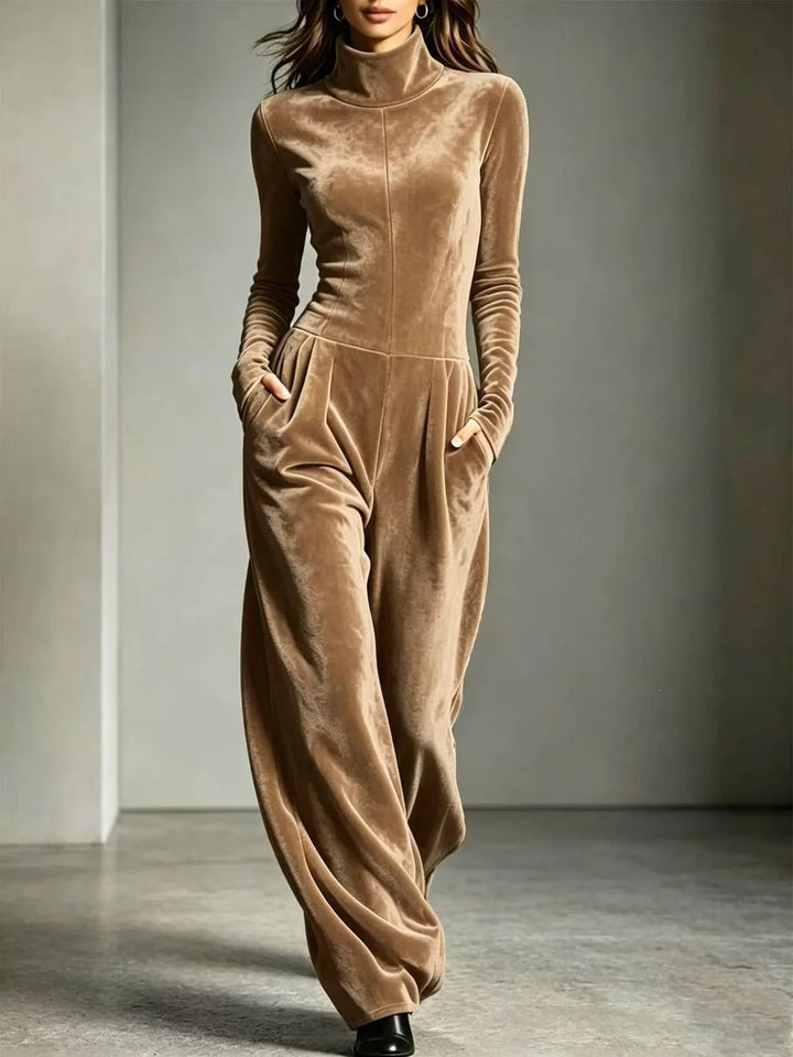 Elara Velvet High Neck Jumpsuit