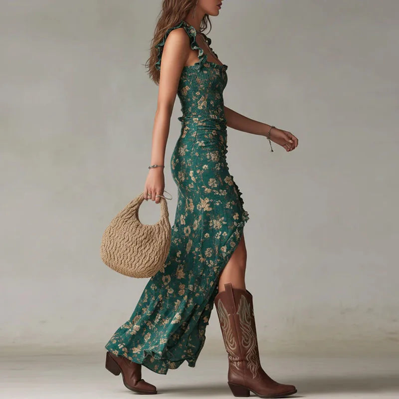 Katie Flowy Floral Slit Maxi Dress