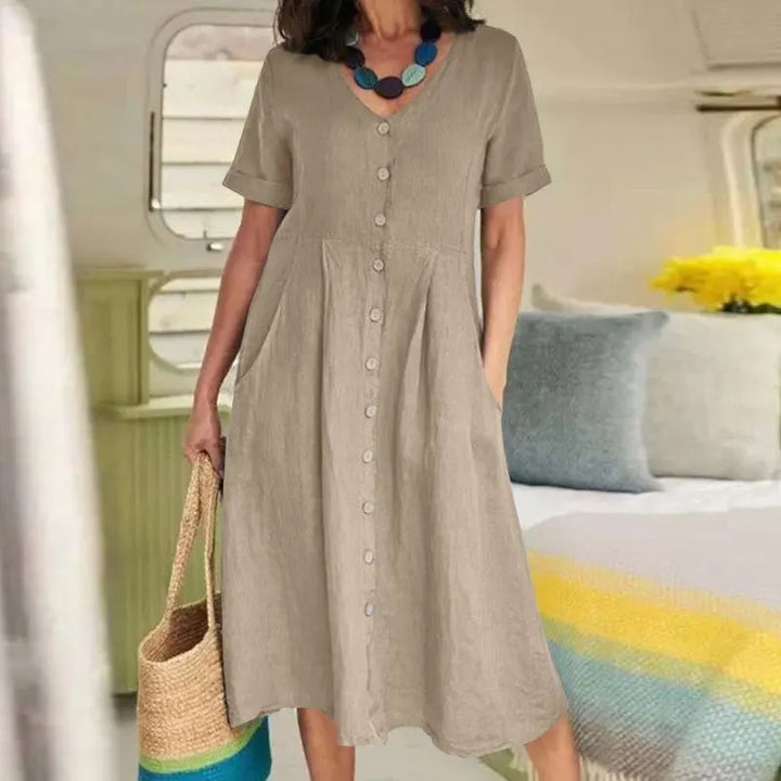 Taylor Button Front Midi Dress