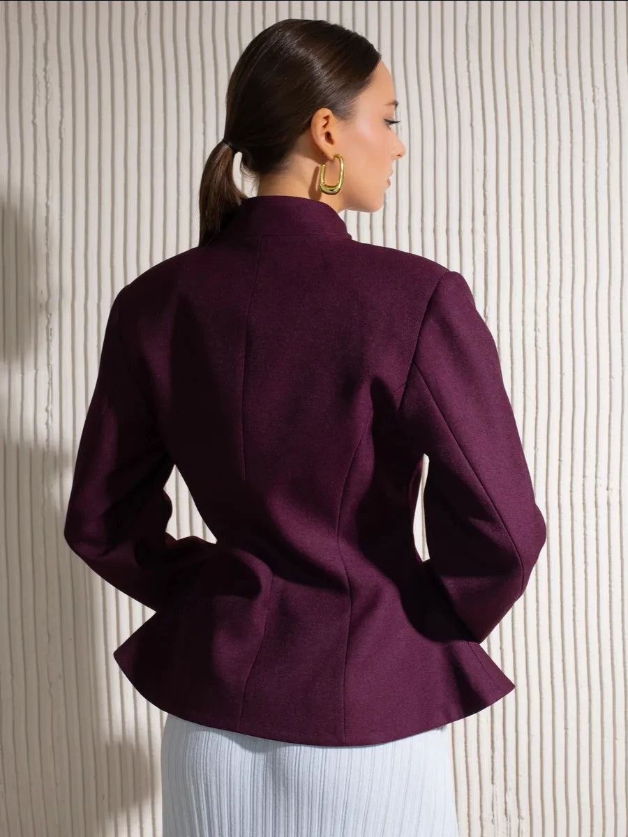 Simona Cinched Stand Collar Blazer
