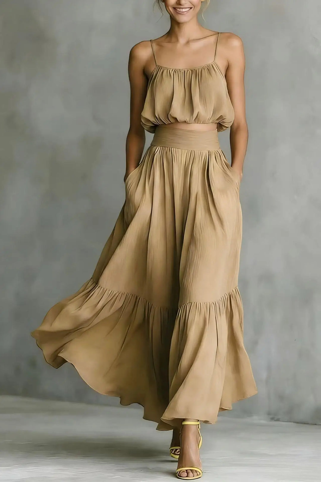Harper Flowy Crop Top Skirt Set