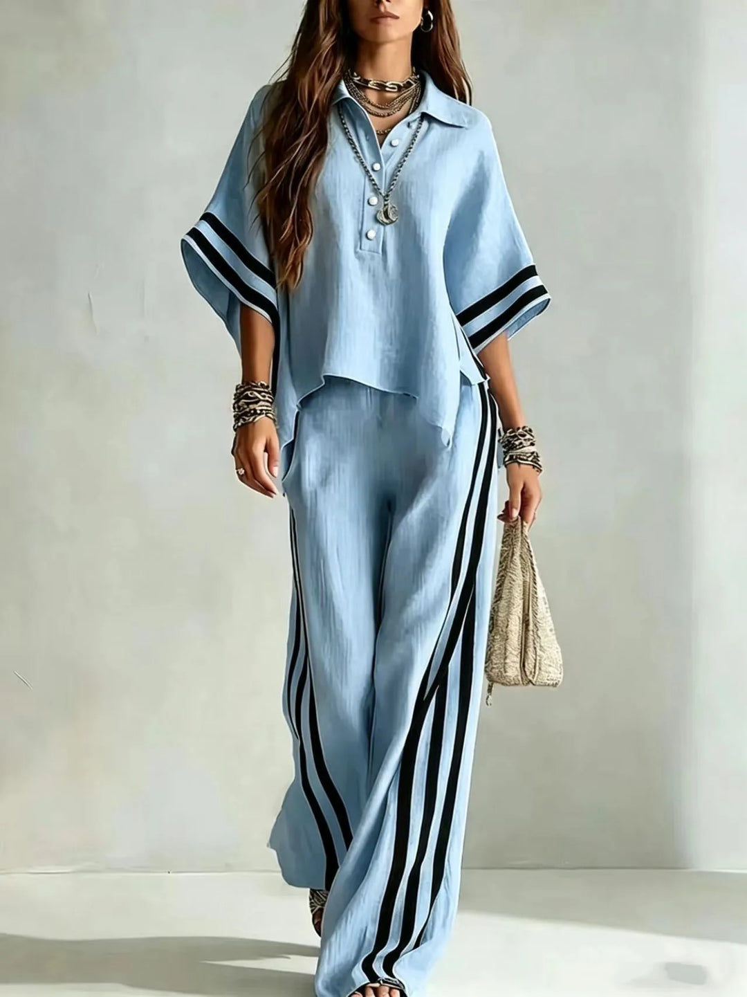 Marlena Striped Wide Leg Pant Set