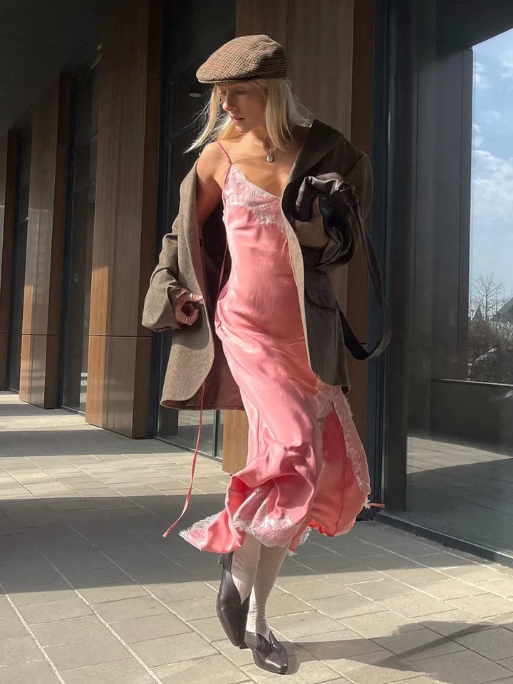 Rosalie Satin Lace Maxi Dress