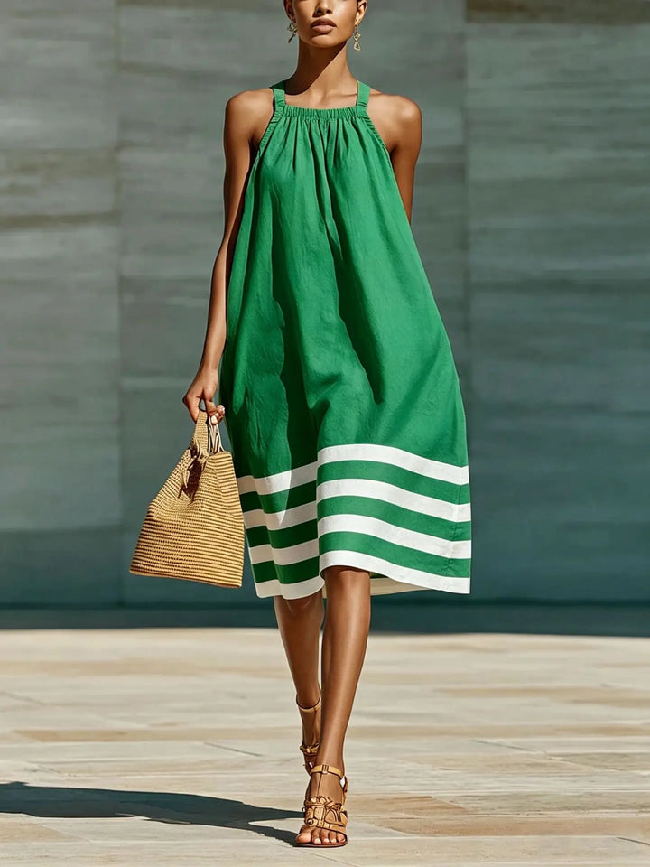 Morrene Striped Boho Midi Dress