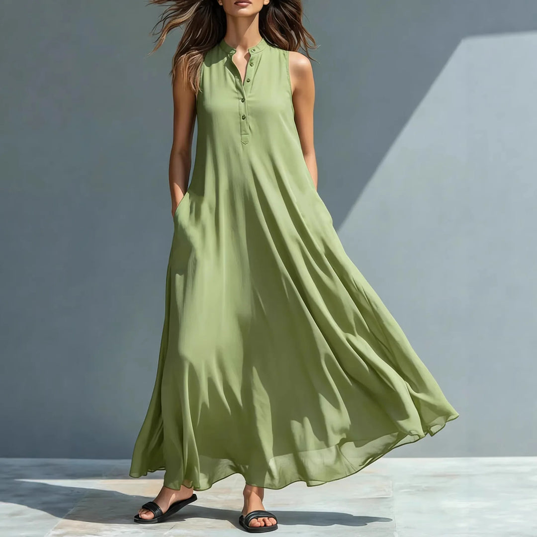 Vienna Elegant Sleeveless V Neck Midi Dress