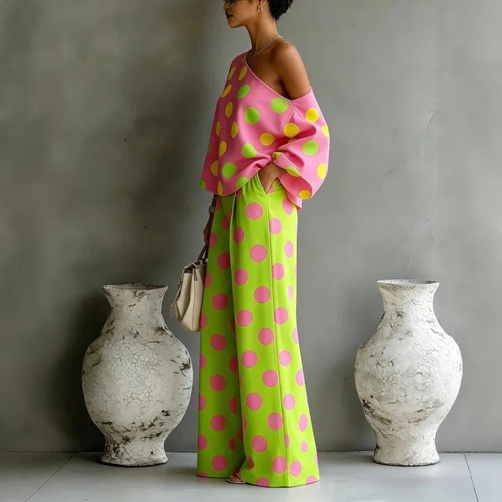 Winslow Polka Dots One Shoulder Matching Set