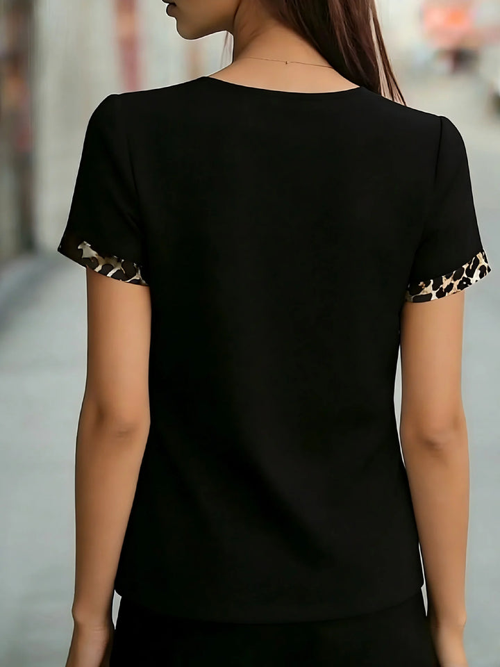 Aylin Leopard Trim Blouse