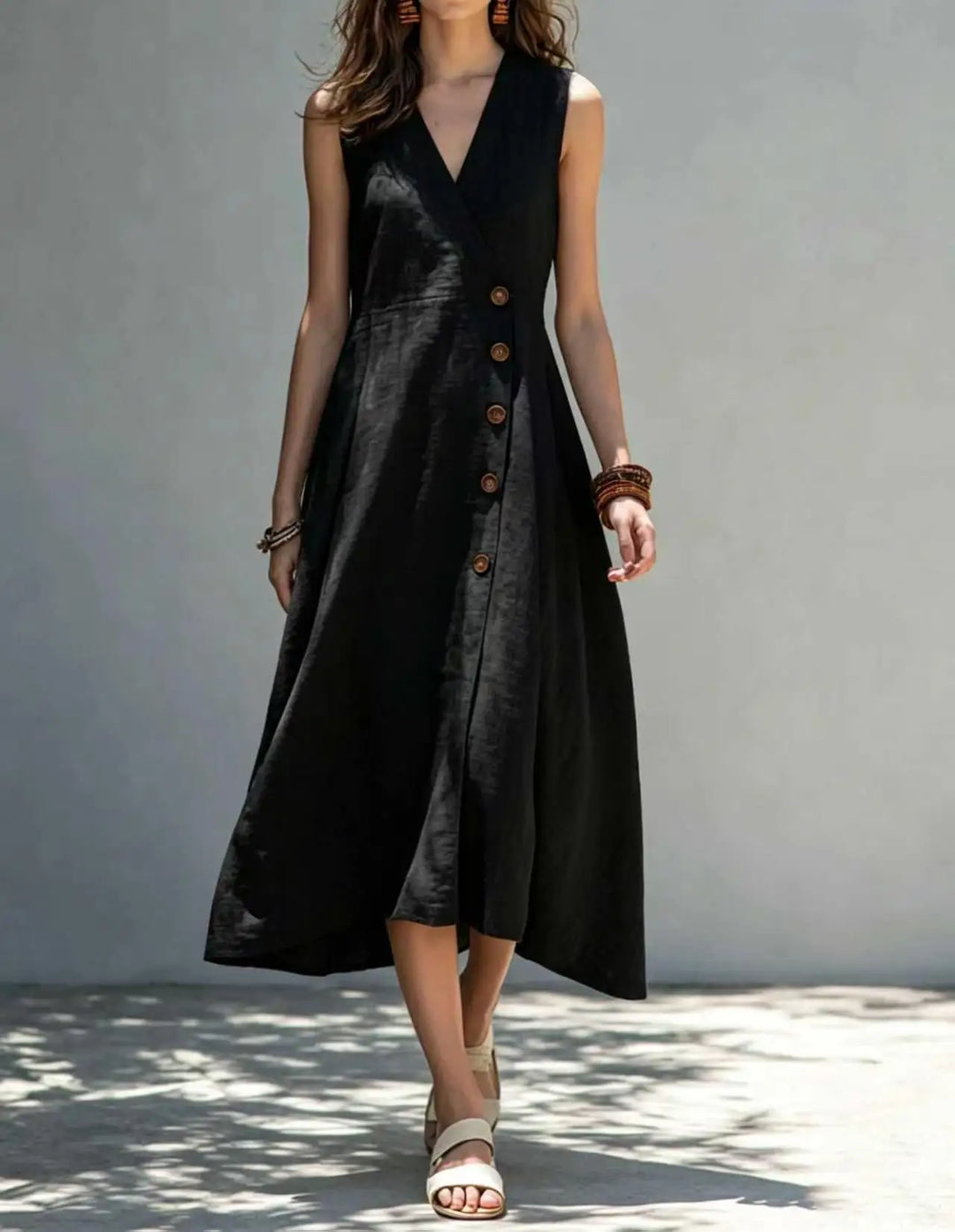 Presley Asymmetrical Button Maxi Dress
