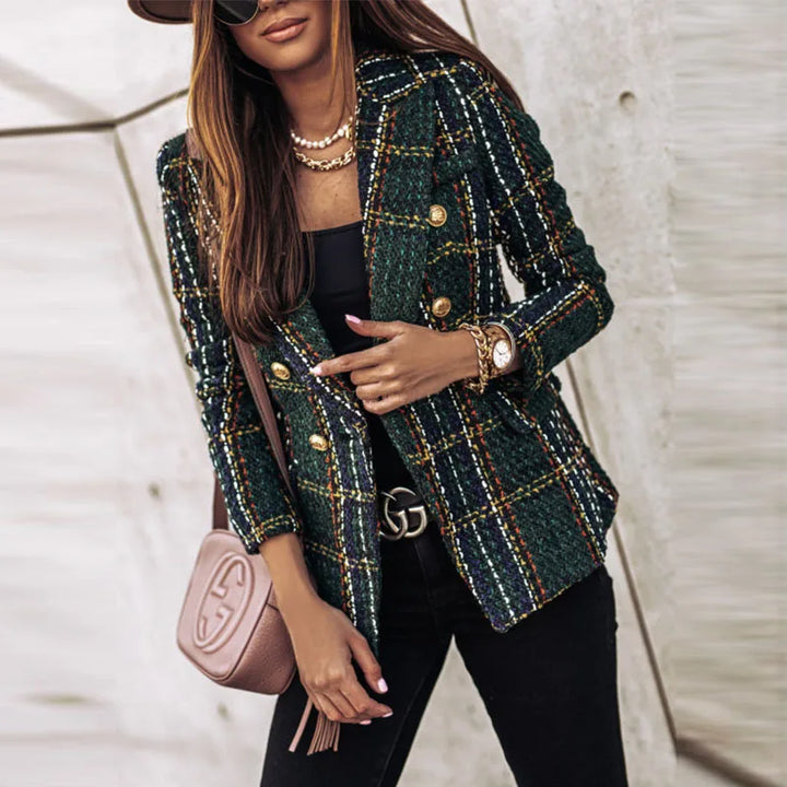 Sabine Double Breasted Plaid Blazer