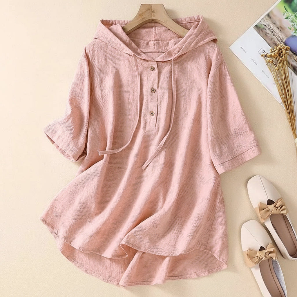 Angelina Hooded Button Blouse