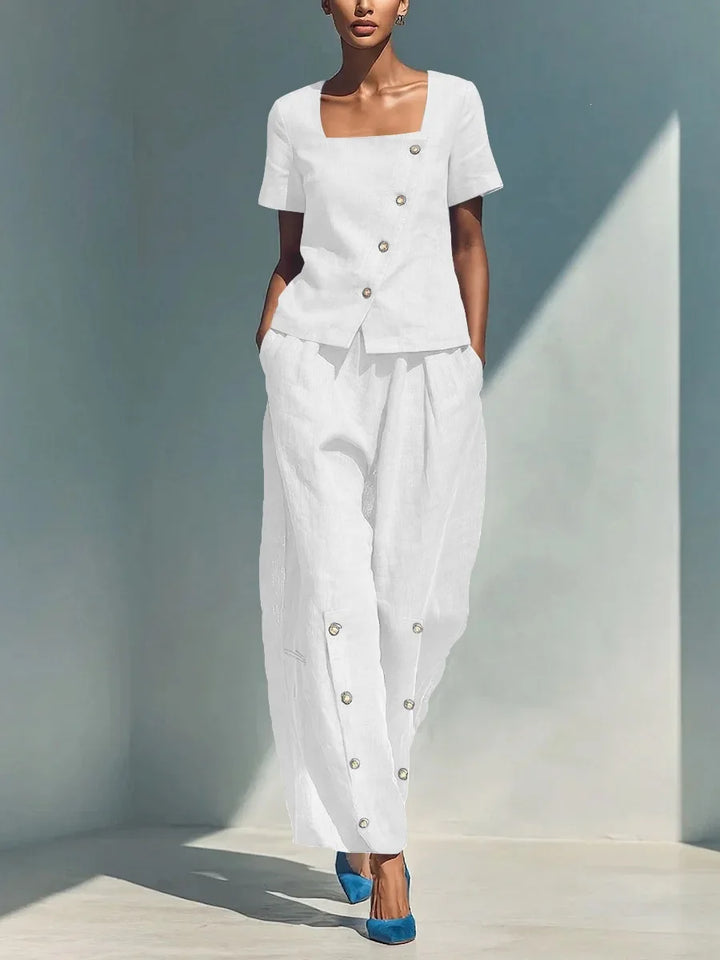 Nicole Button Front Trouser Set