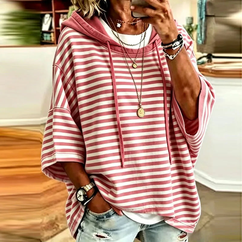 Briony Striped Hooded Pullover