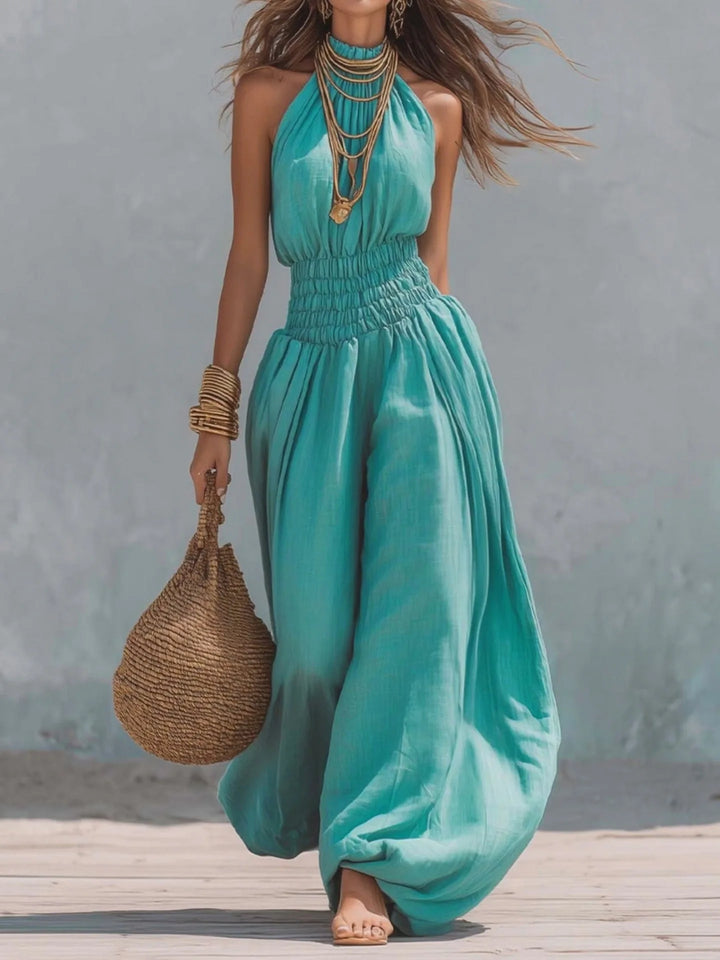 Georgia Breezy Sleeveless Halter Harem Jumpsuit