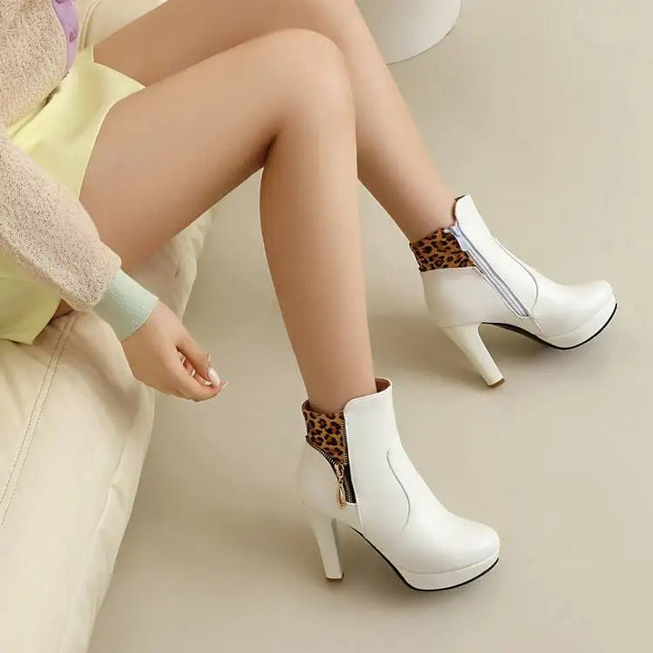 Vivienne Leopard Panel Ankle Boots