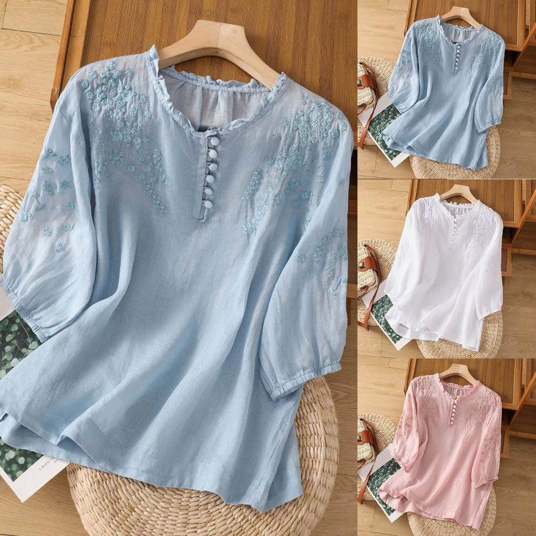 Elise Floral Button-Front Blouse