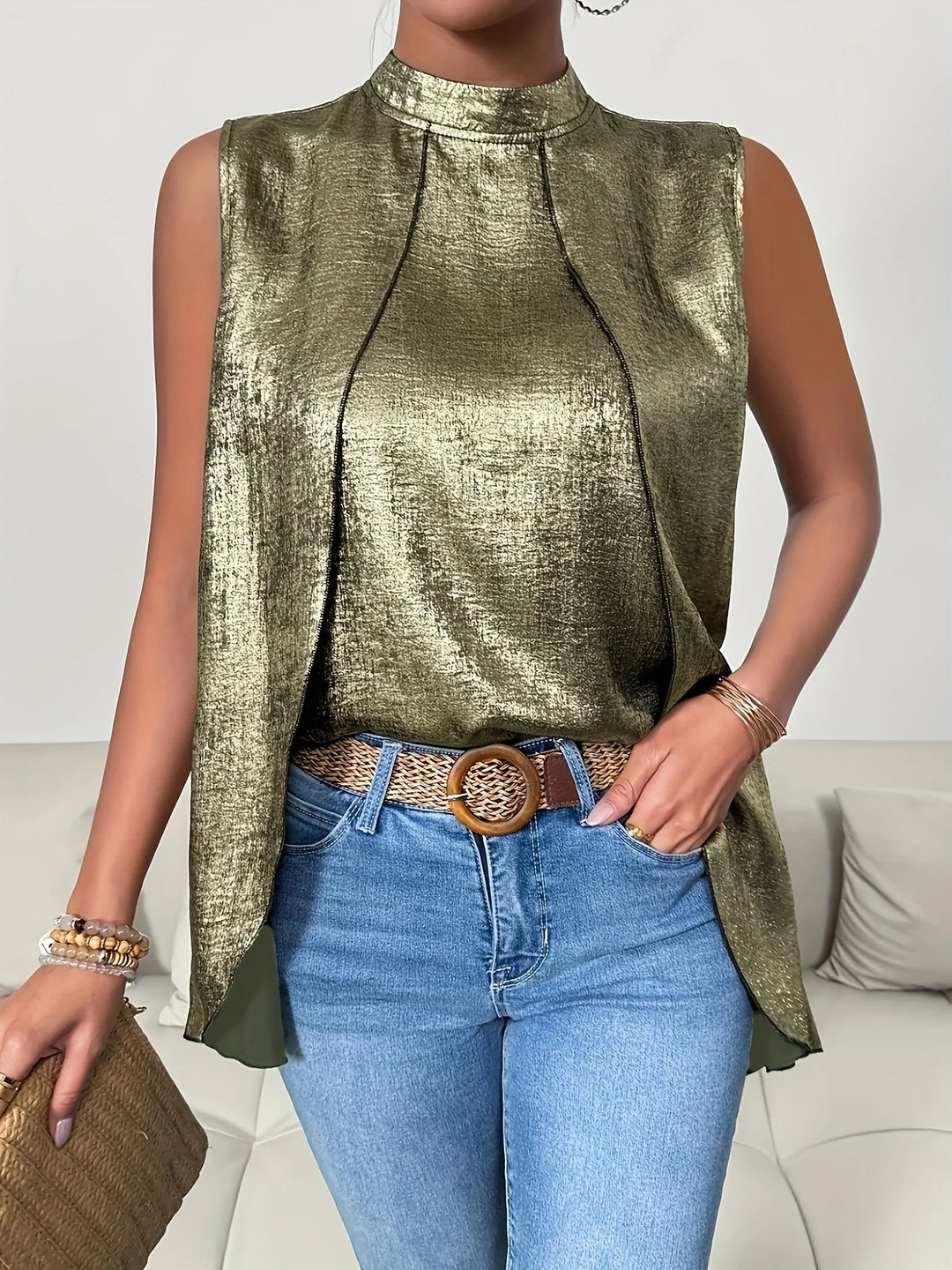 Celestine Metallic Sleeveless Blouse