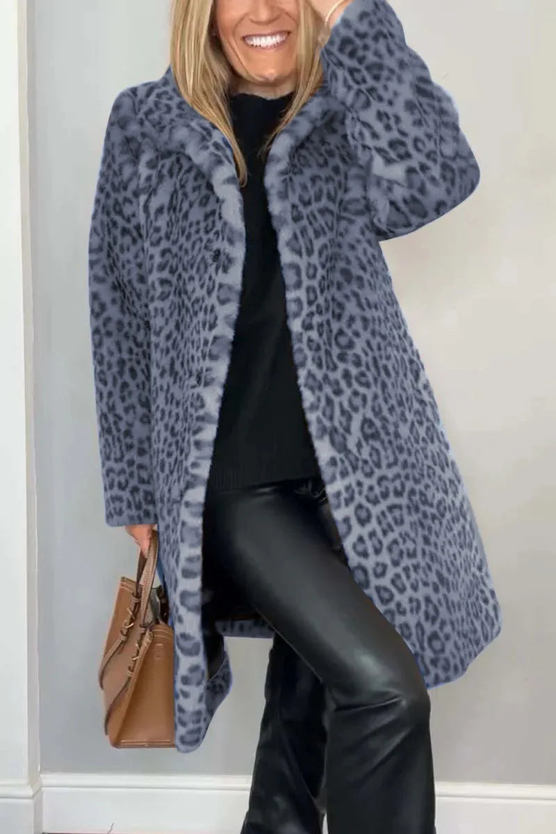 Simone Turn Down Leopard Coat