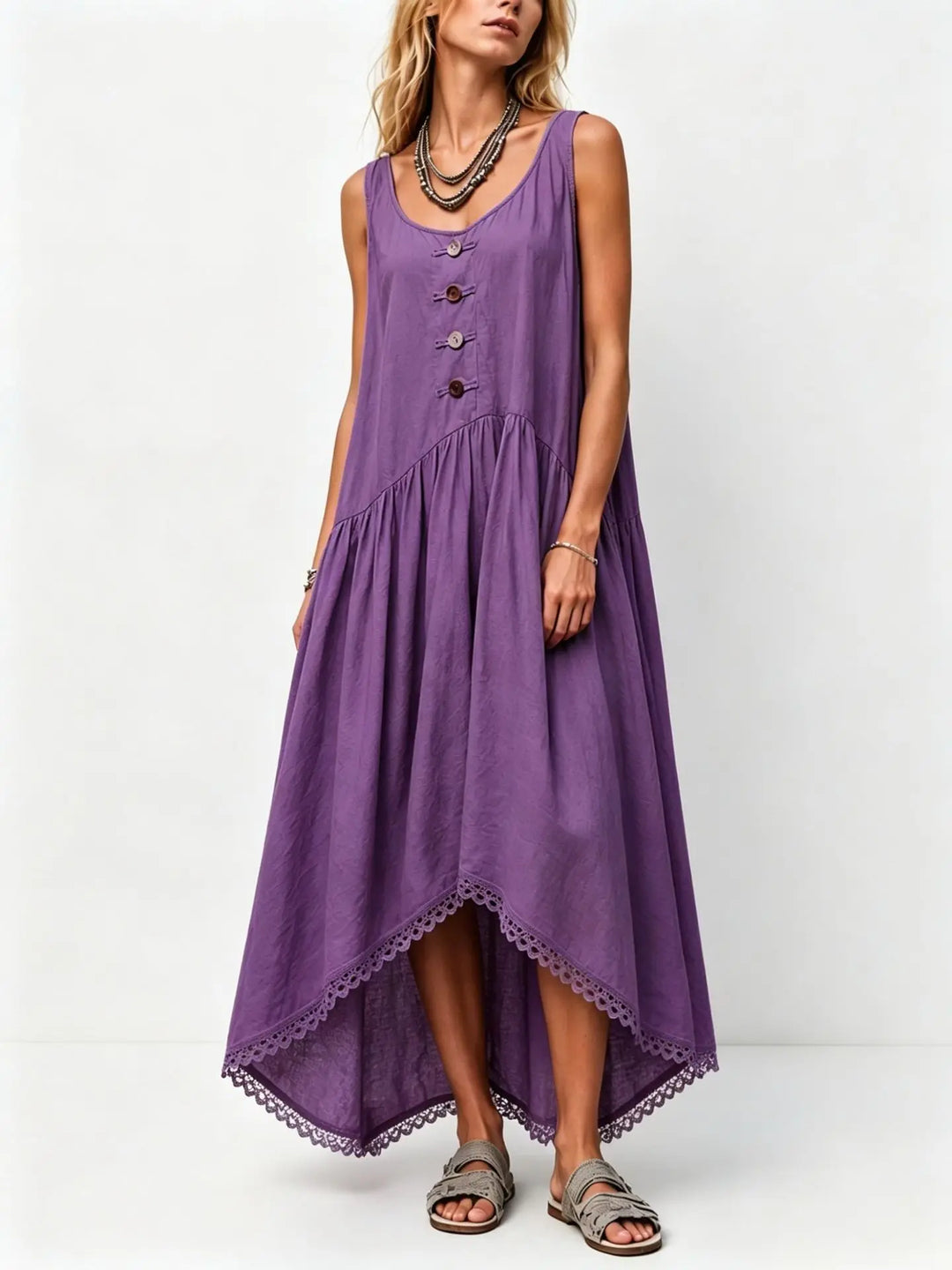 Taylor Flowy Asymmetrical Midi Dress