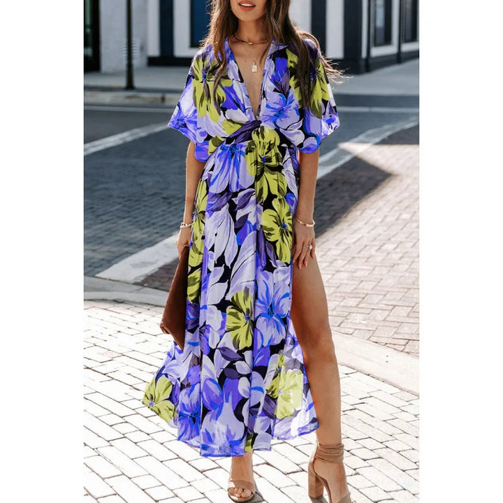 Valerie Floral Side Slit Spring Maxi Dress